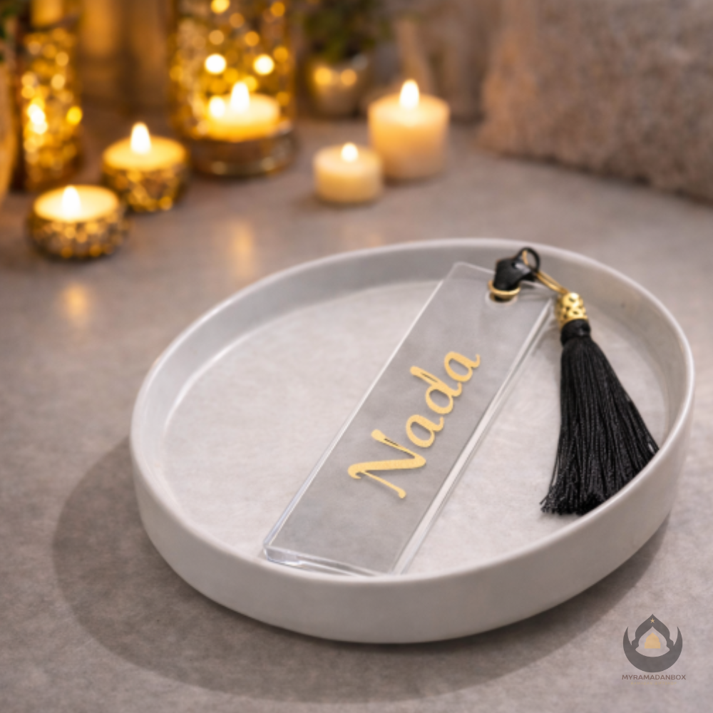 Gepersonaliseerde boekenlegger met naam - Doorzichtig acryl