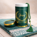 Gebedskleed & tasbih in luxe koker, gepersonaliseerd met naam.